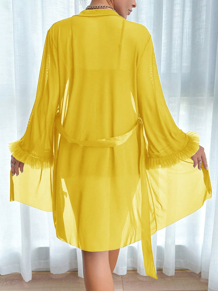 Set rochie și halat de noapte SHEIN, galben