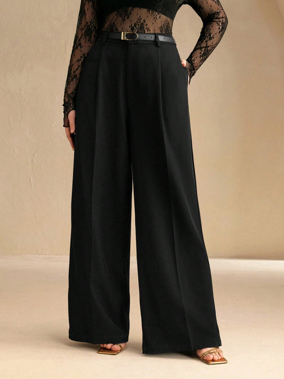 Pantalon de costum SHEIN, negru