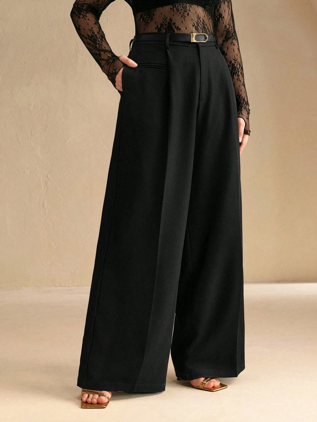 Pantalon de costum SHEIN, negru