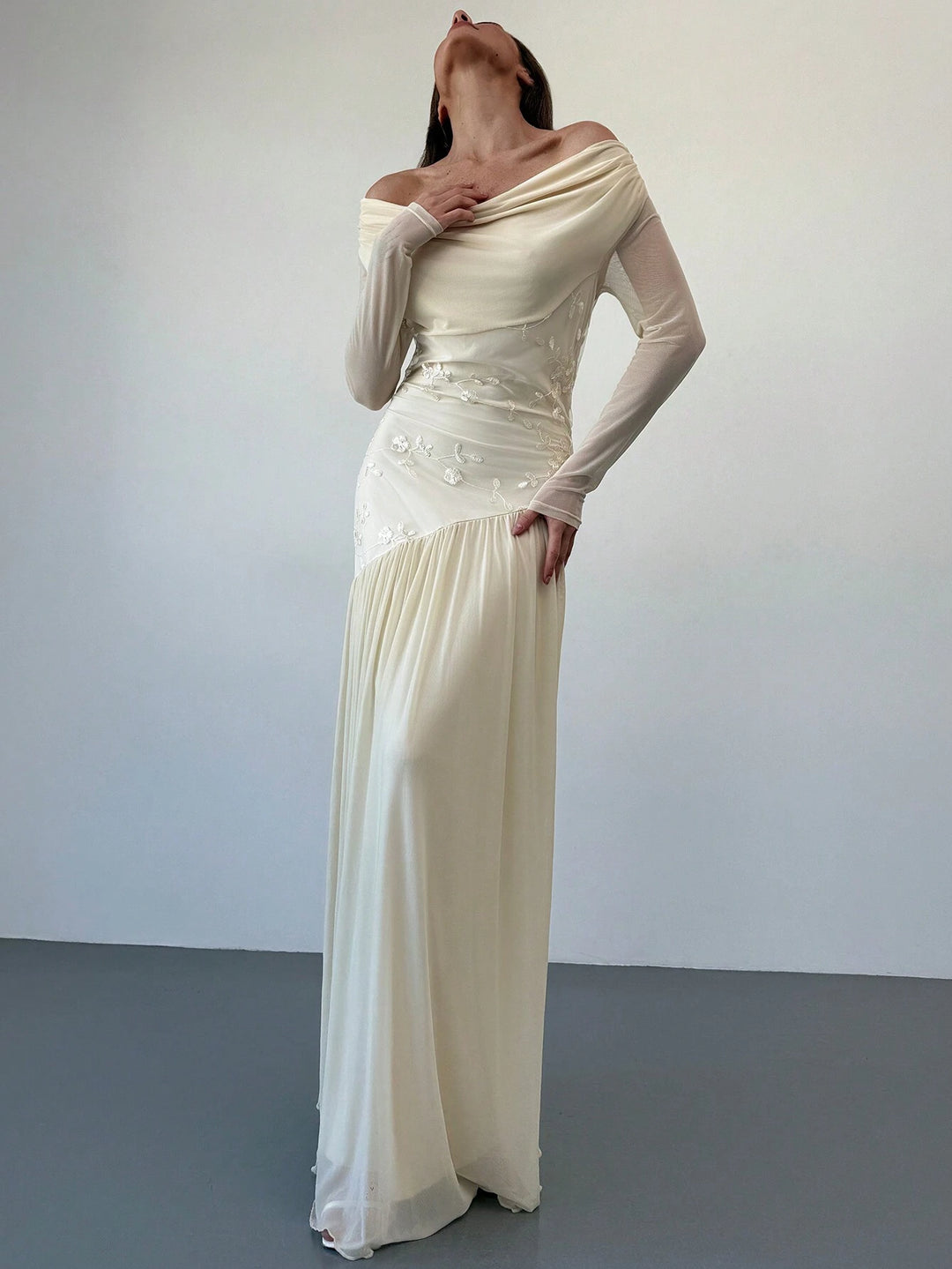 Rochie maxi SHEIN, crem
