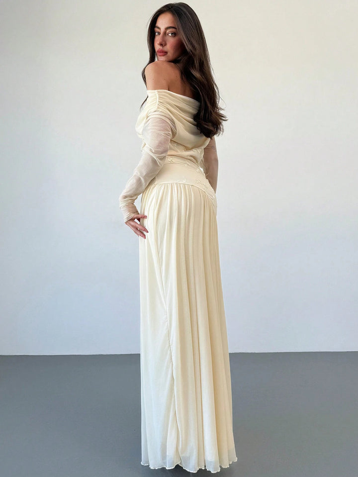 Rochie maxi SHEIN, crem