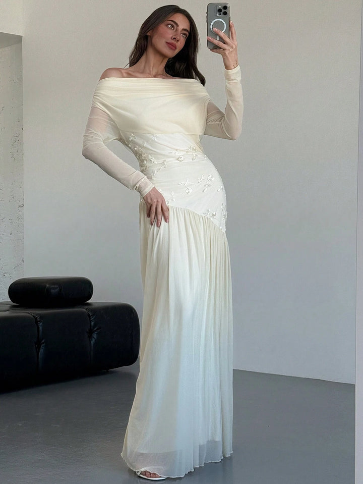 Rochie maxi SHEIN, crem