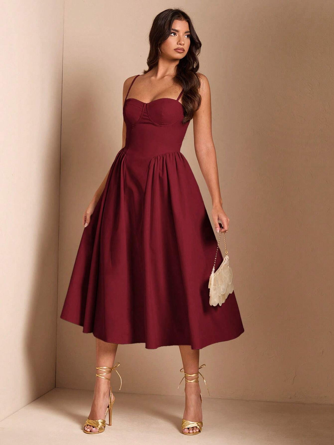 Rochie midi SHEIN, vișiniu