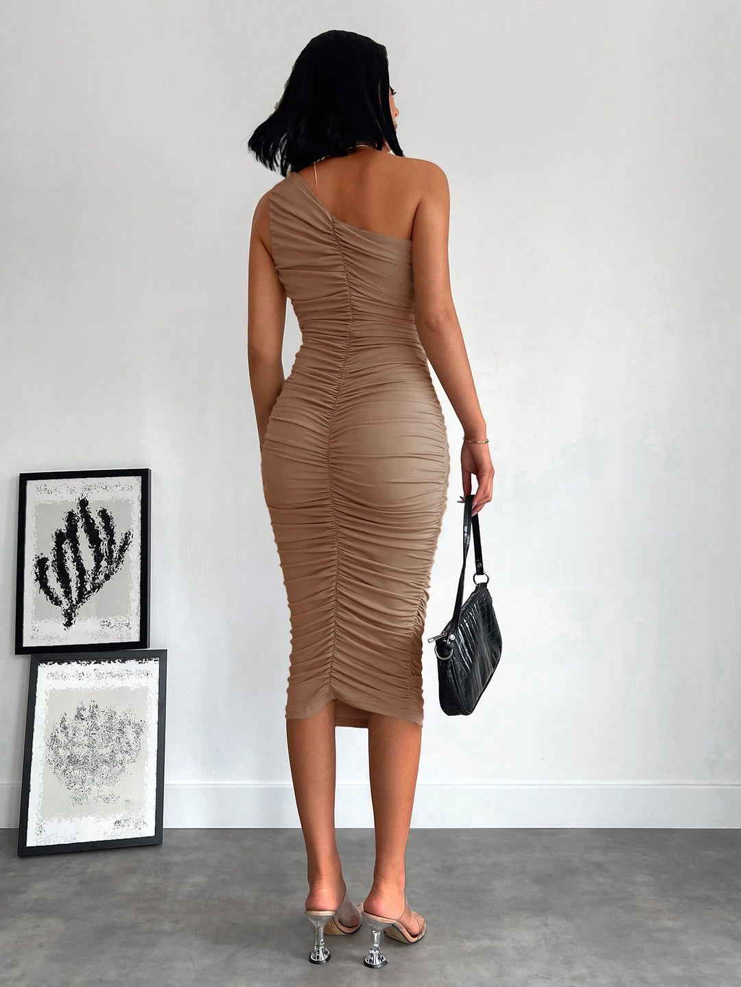 SHEIN bézs midiruha