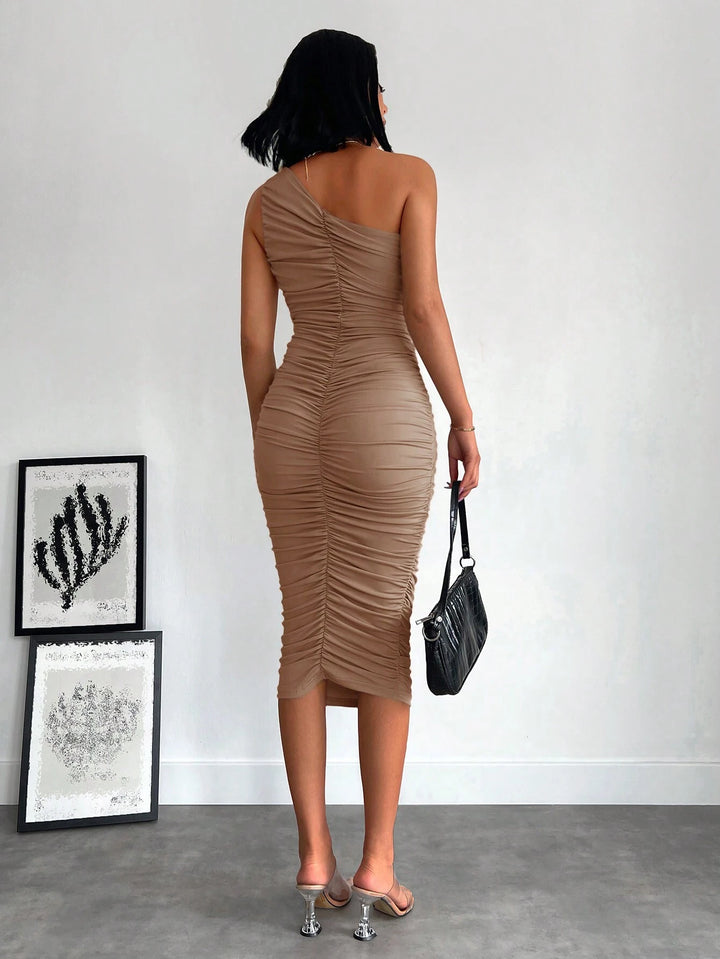 SHEIN bézs midiruha