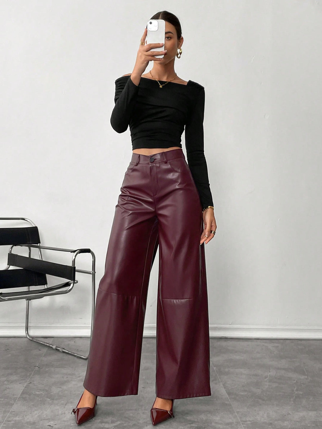 Pantaloni SHEIN, vișiniu