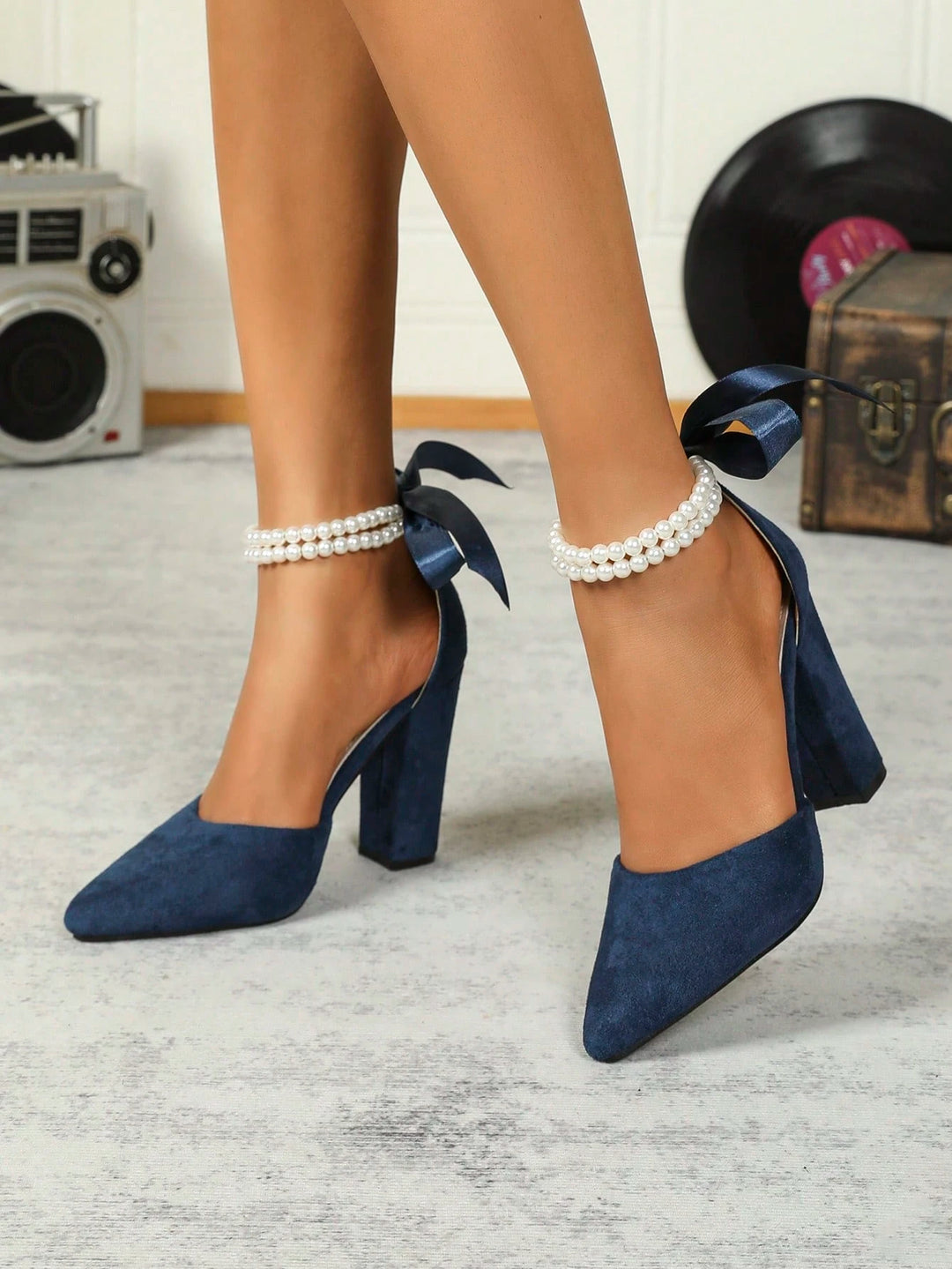 Pantofi cu toc SHEIN, albastru