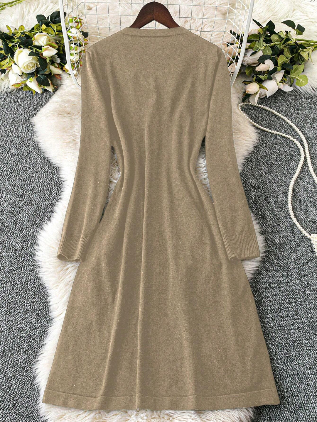 Rochie midi Shein Curve+, bej