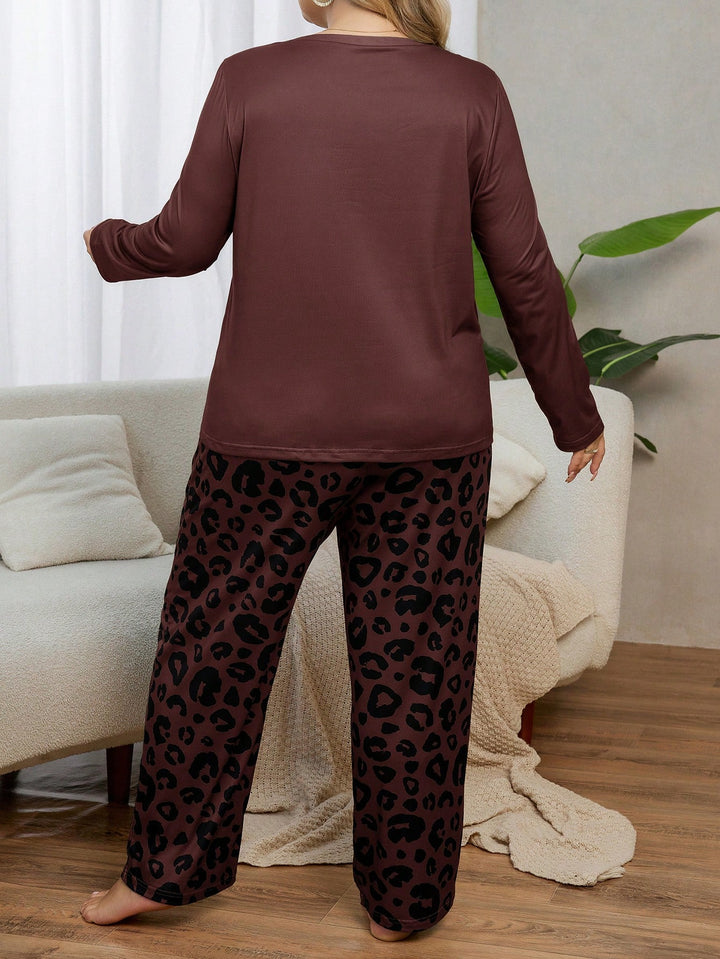 Compleu pijamale SHEIN, maro