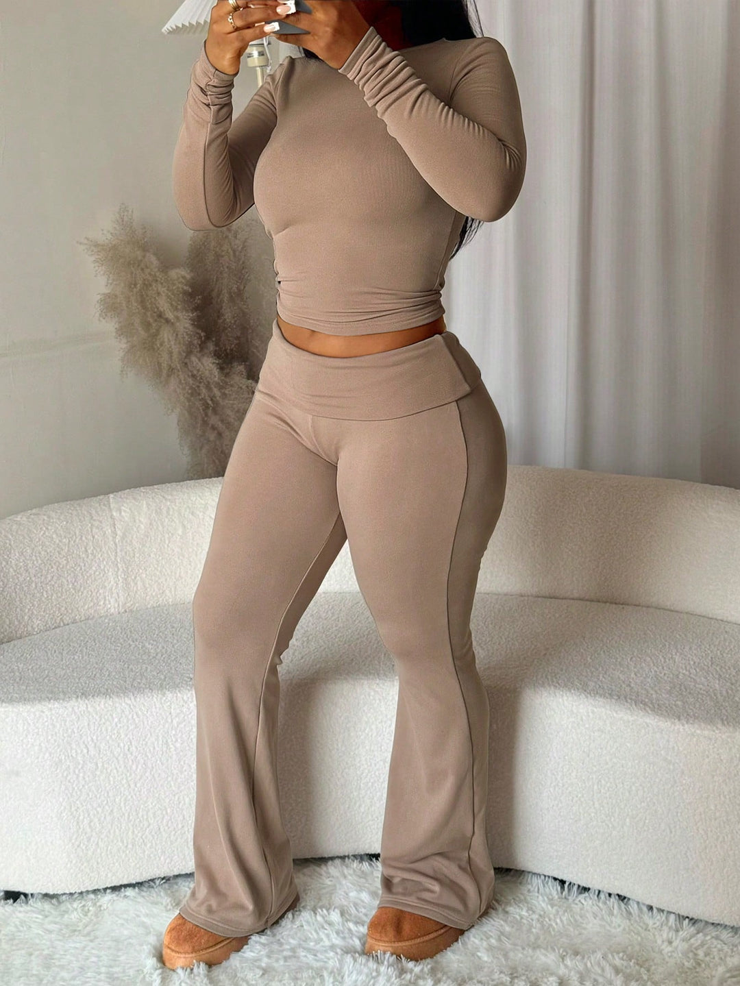 Pantaloni SHEIN, maro