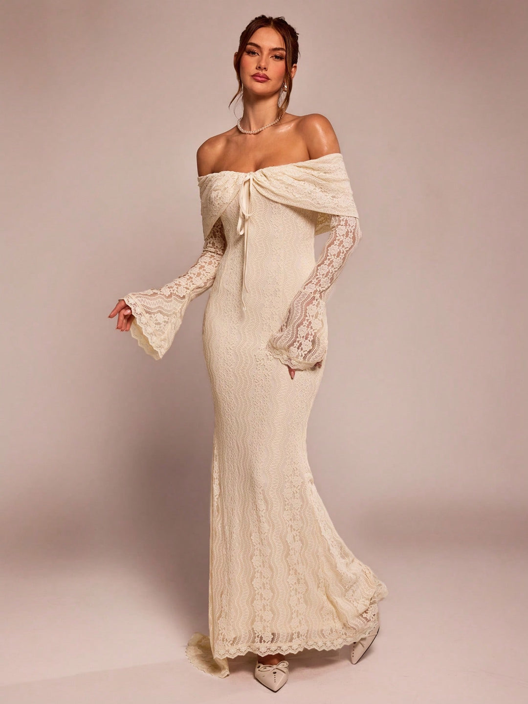 Rochie maxi SHEIN, crem