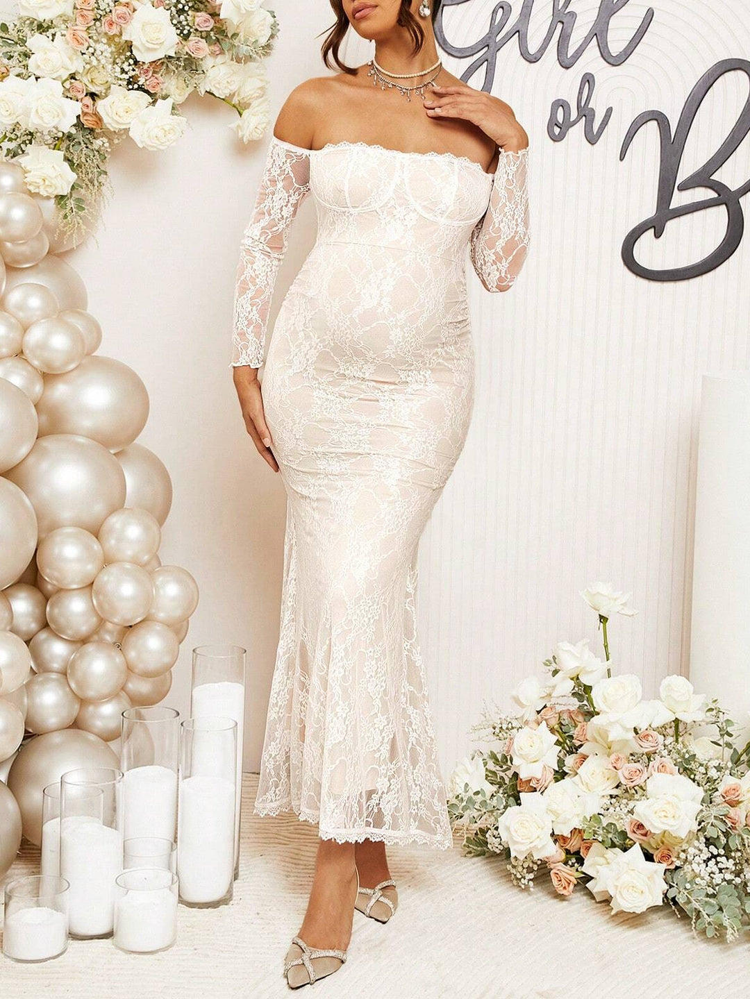 SHEIN maxi ruha, bézs