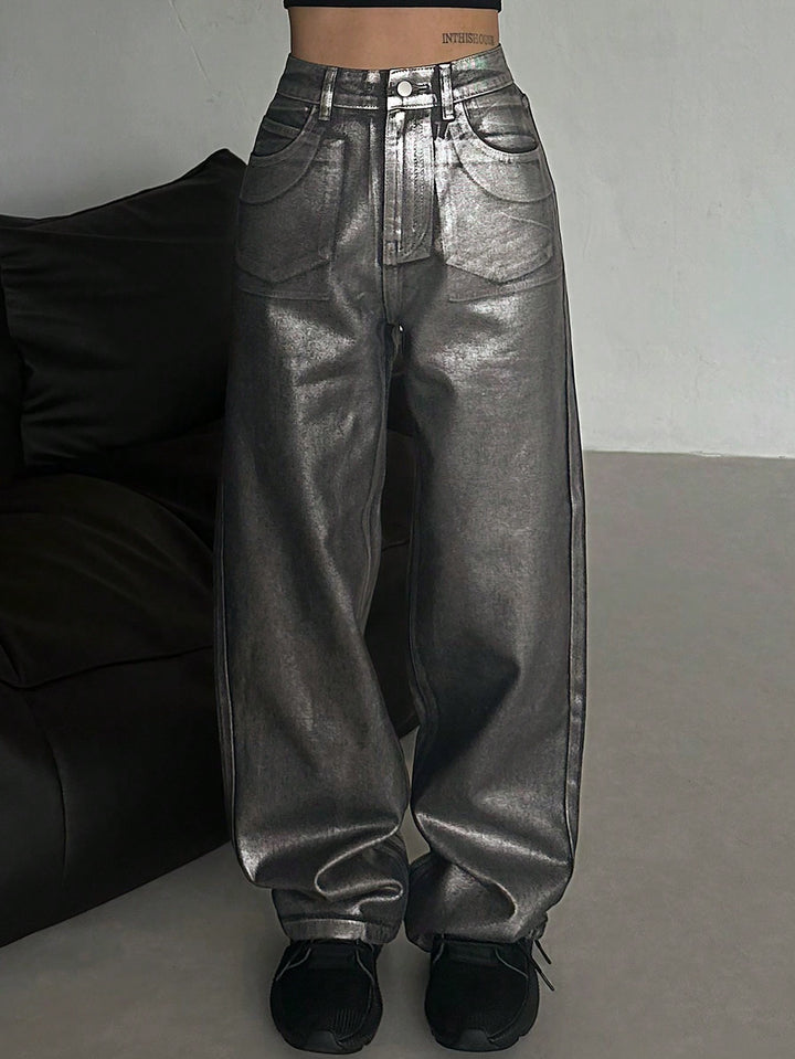 Jeans SHEIN, argintiu