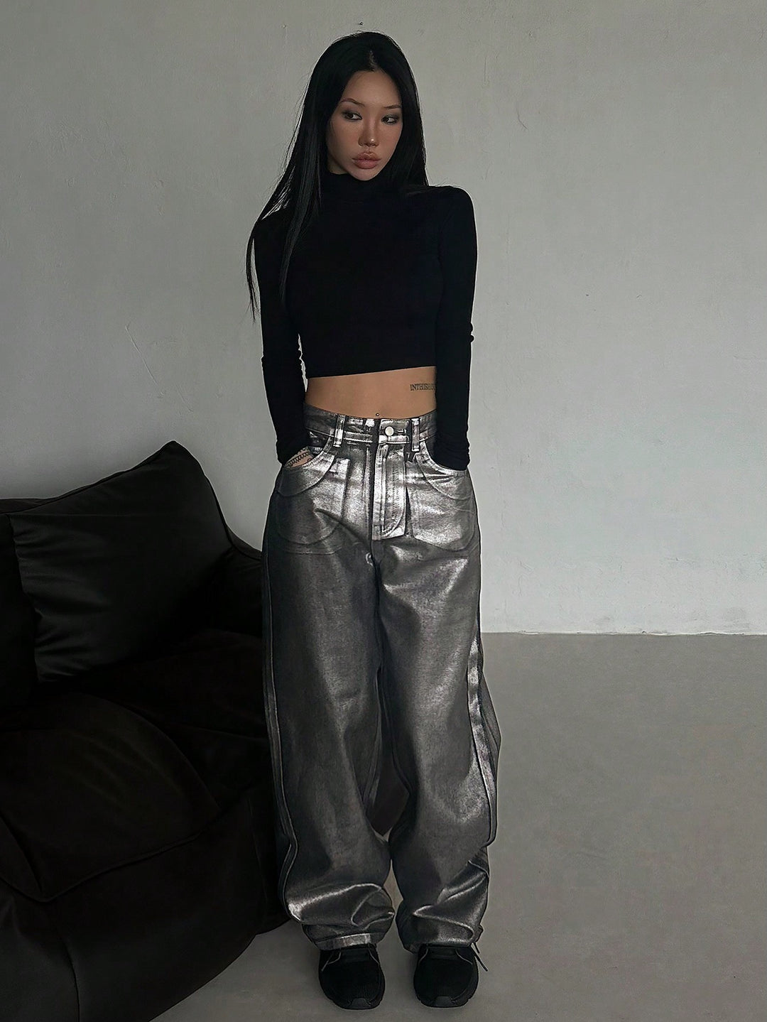 Jeans SHEIN, argintiu