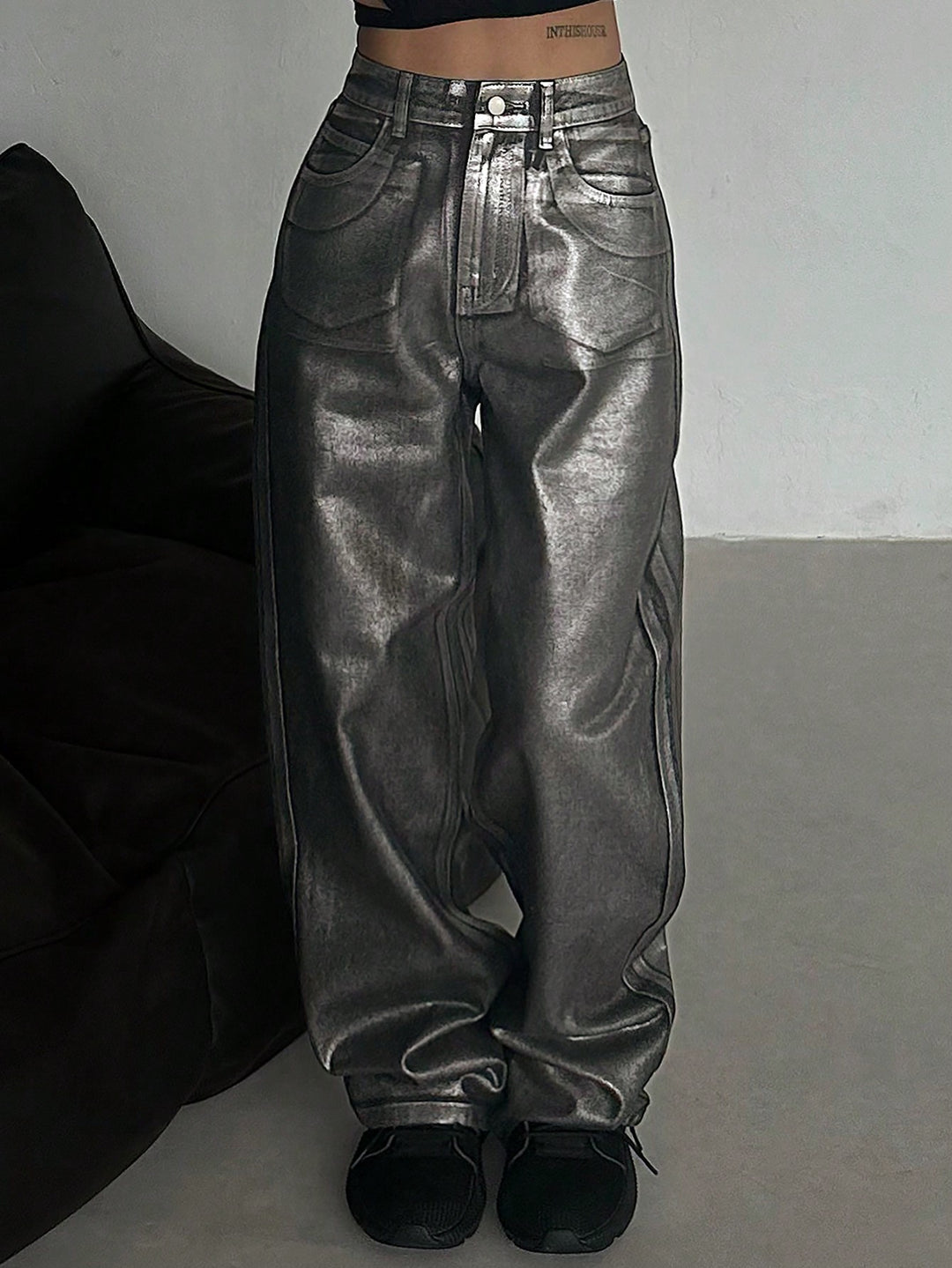 Jeans SHEIN, argintiu