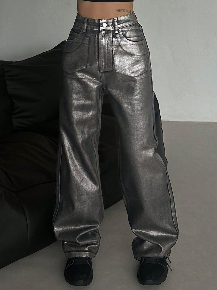 Jeans SHEIN, argintiu