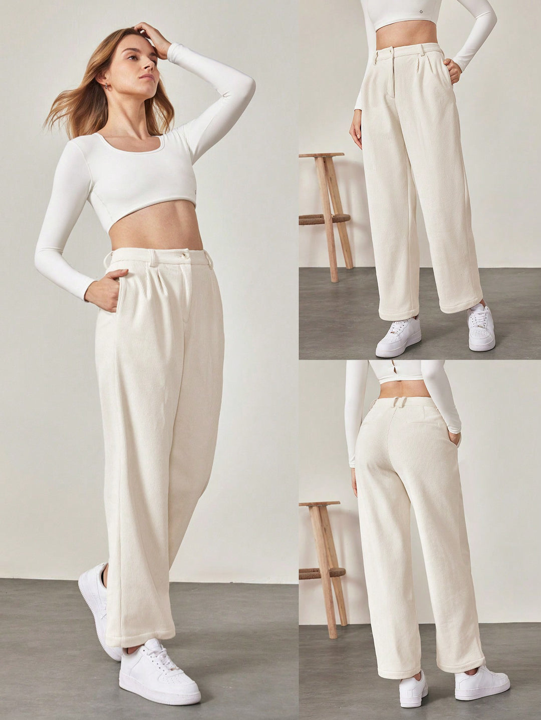 Pantaloni SHEIN, alb