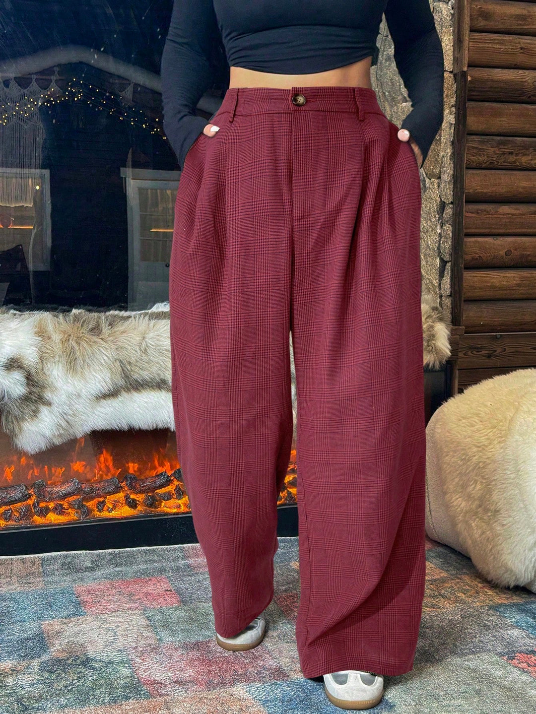 Pantaloni SHEIN, vișiniu