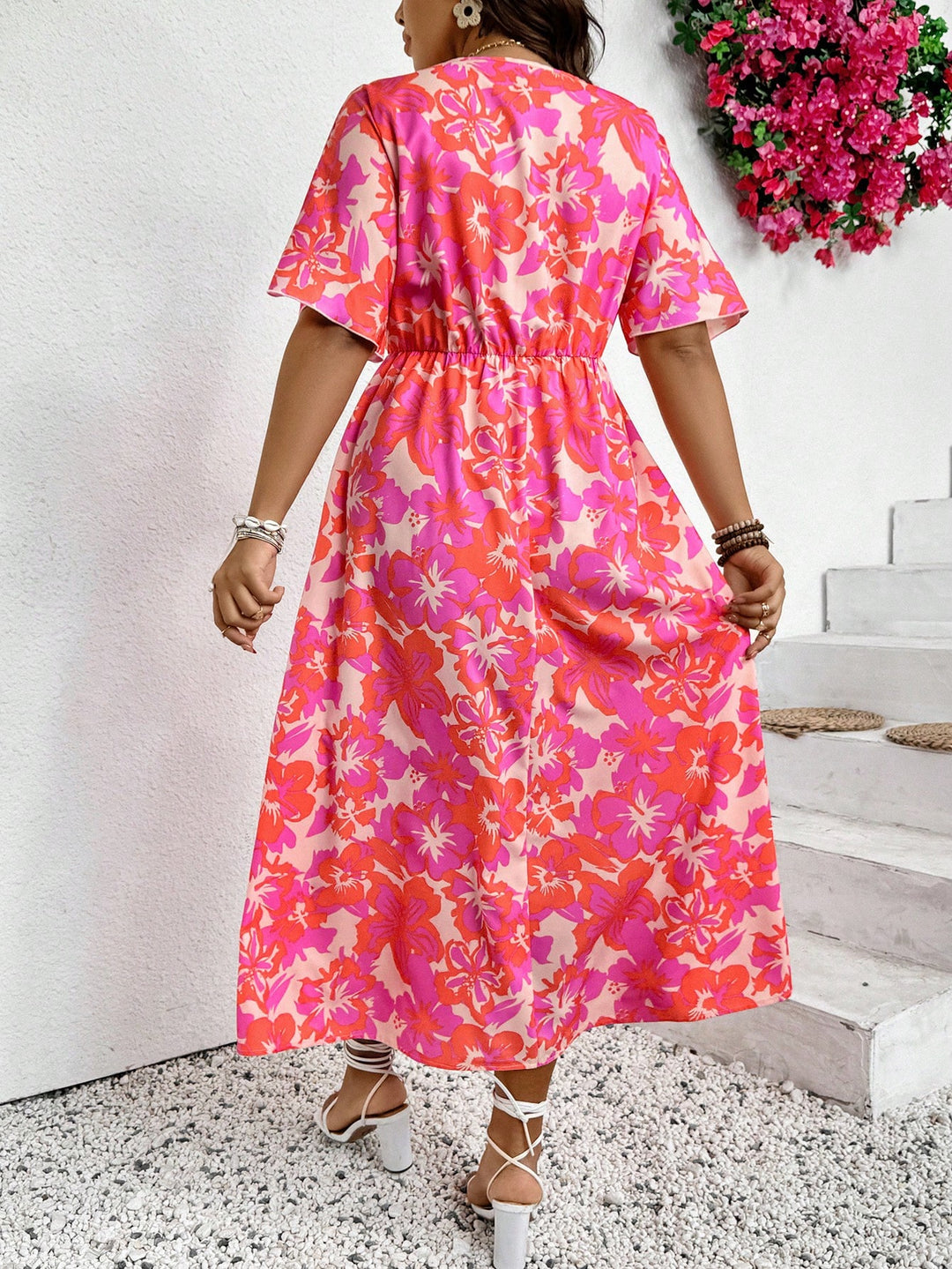 Rochie midi Shein Curve+, mix culori