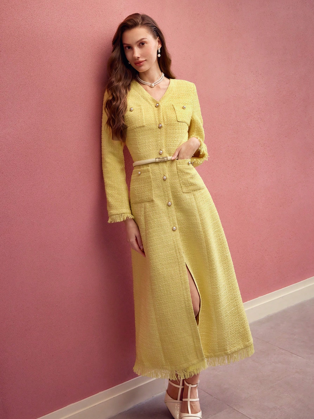 Rochie midi SHEIN, galben