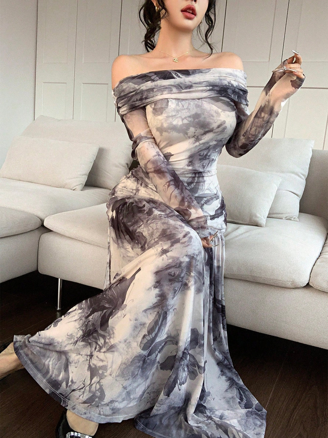 Rochie maxi SHEIN, gri