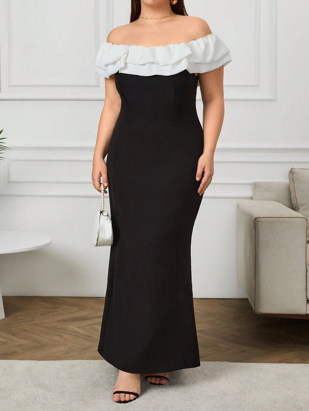 Rochie maxi Shein Curve+, negru