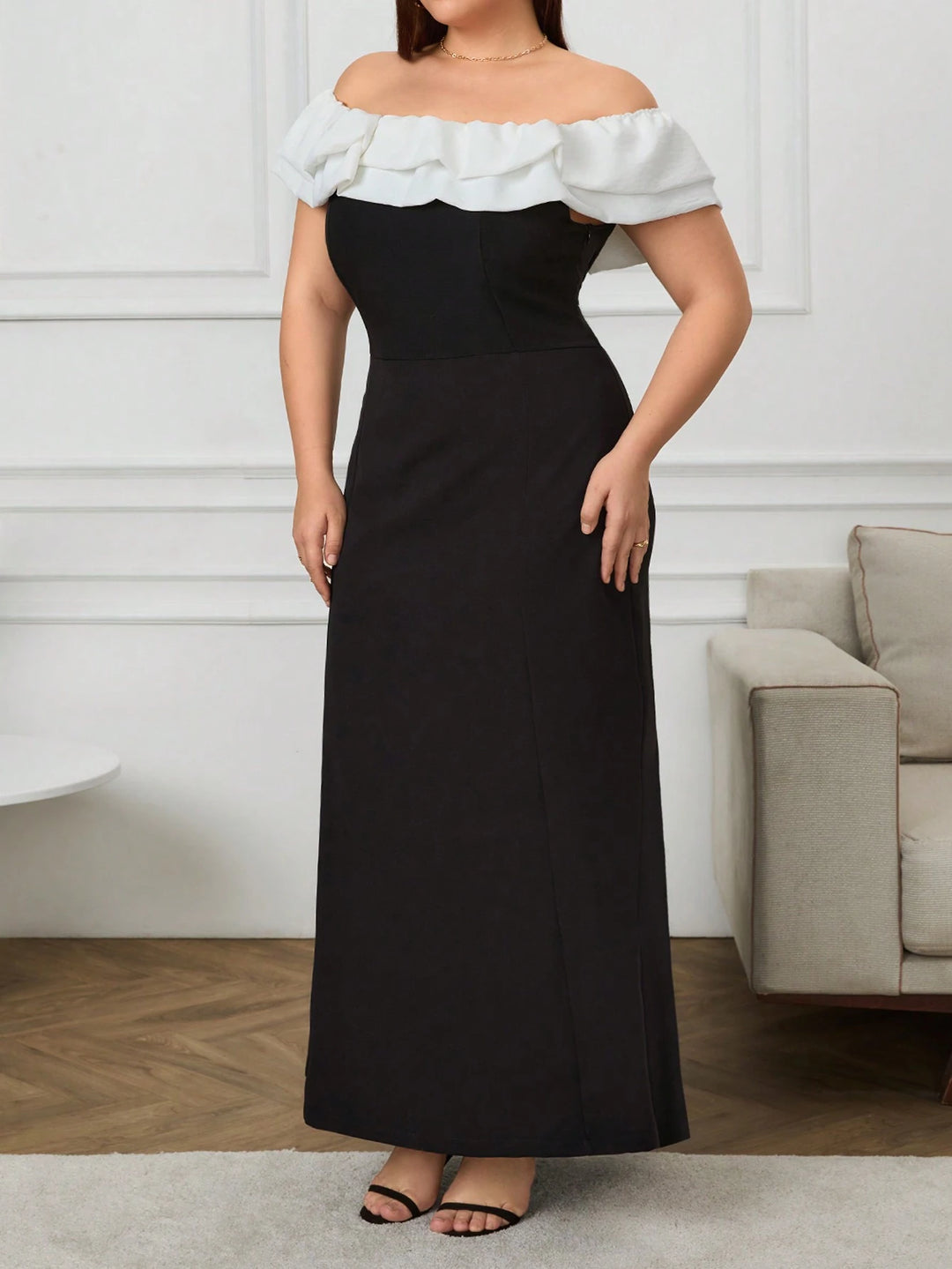 Rochie maxi Shein Curve+, negru