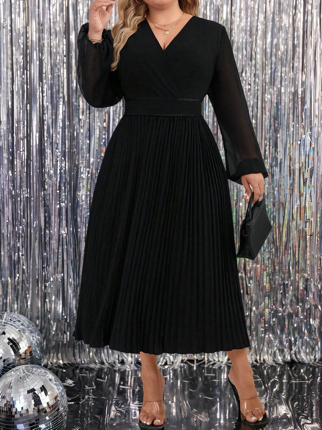 Shein Curve+ maxi ruha, fekete