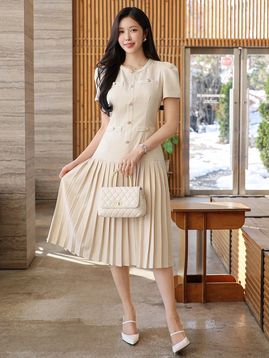 Rochie midi SHEIN, bej