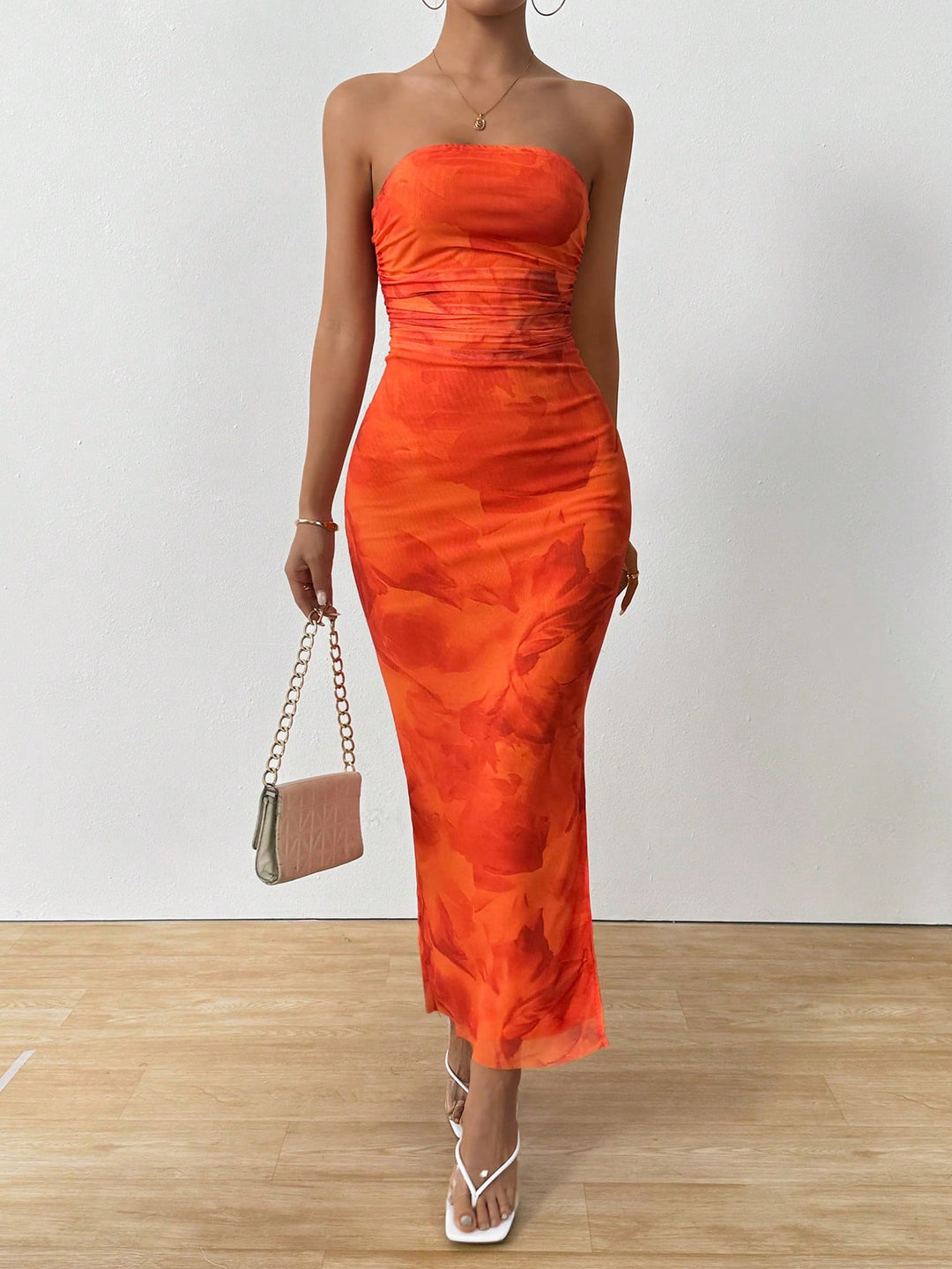 Rochie maxi SHEIN, portocaliu
