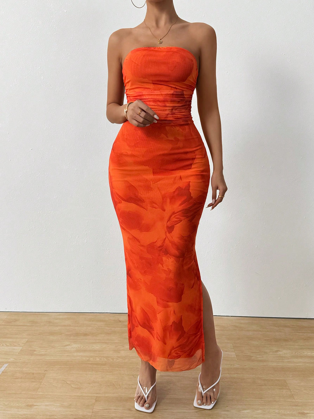 Rochie maxi SHEIN, portocaliu