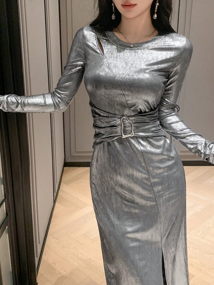 Rochie midi SHEIN, argintiu
