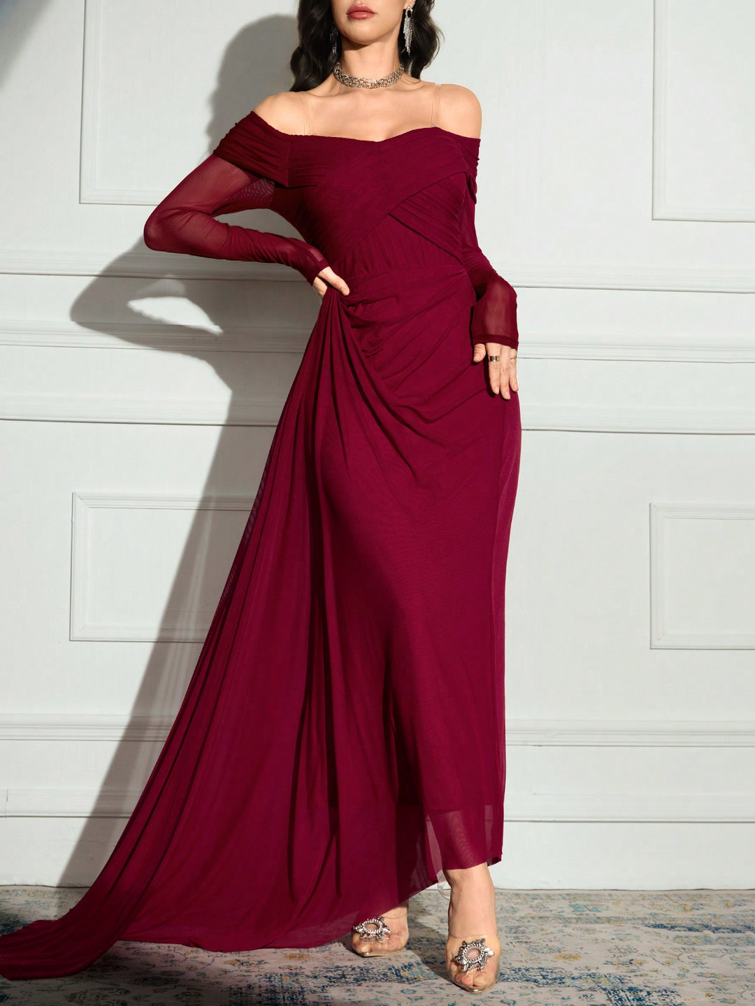 Rochie maxi SHEIN, vișiniu