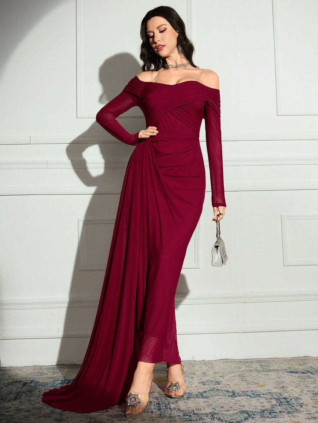 Rochie maxi SHEIN, vișiniu