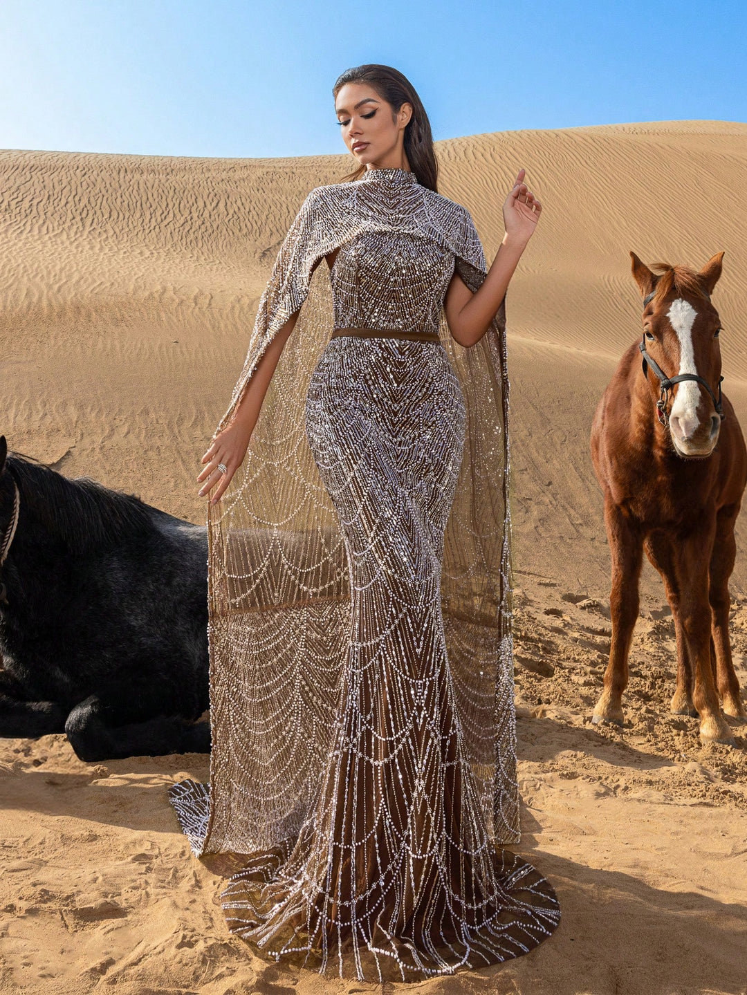 Rochie de ocazie SHEIN, maro