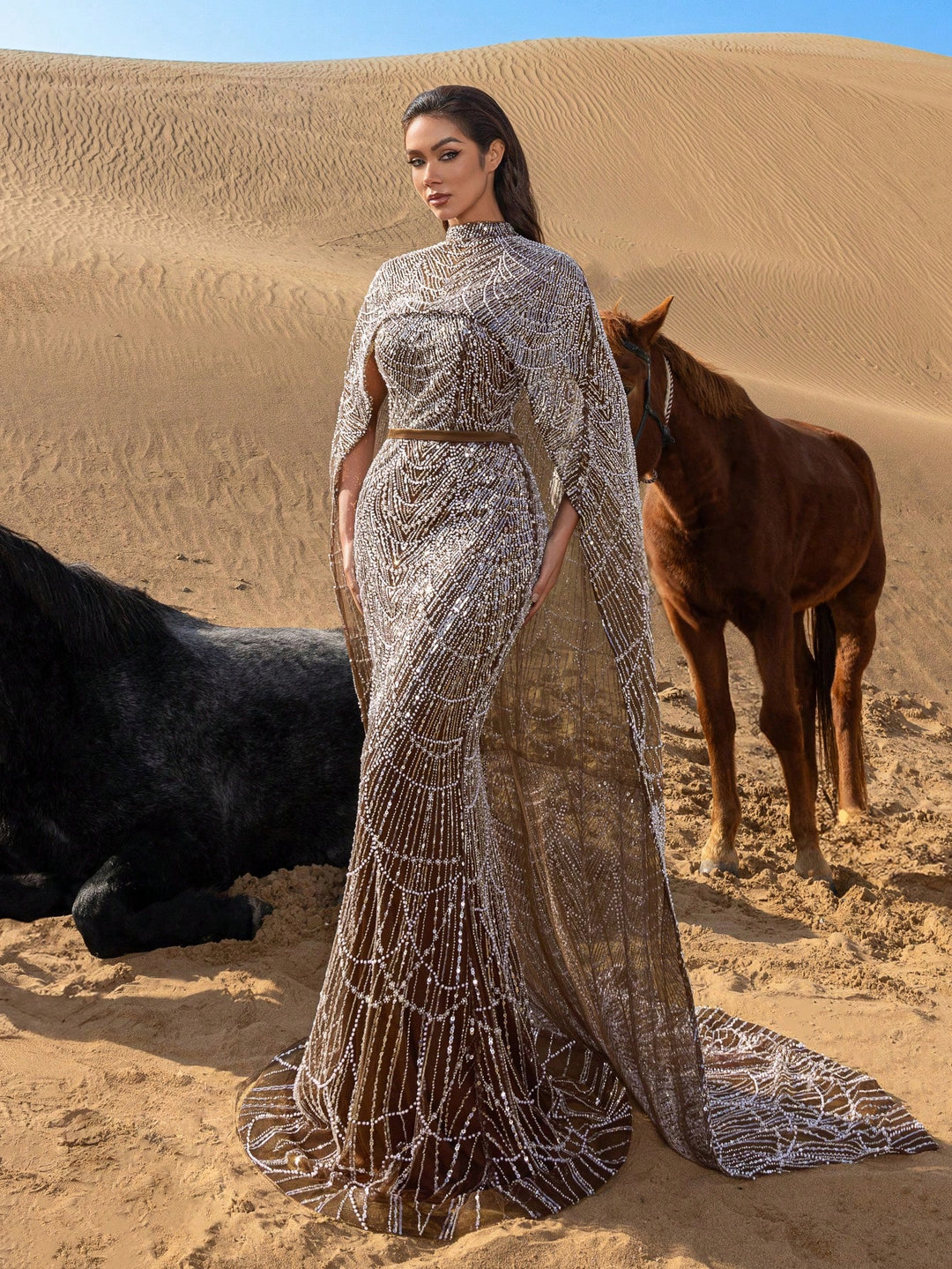 Rochie de ocazie SHEIN, maro