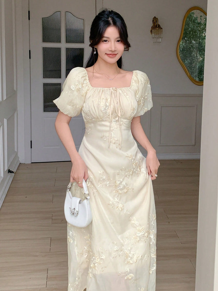SHEIN cream midi dress