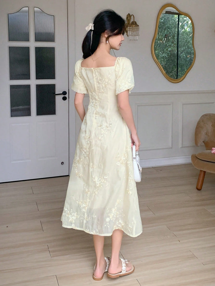 SHEIN cream midi dress
