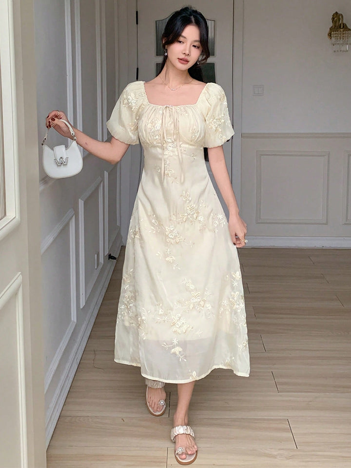 SHEIN cream midi dress