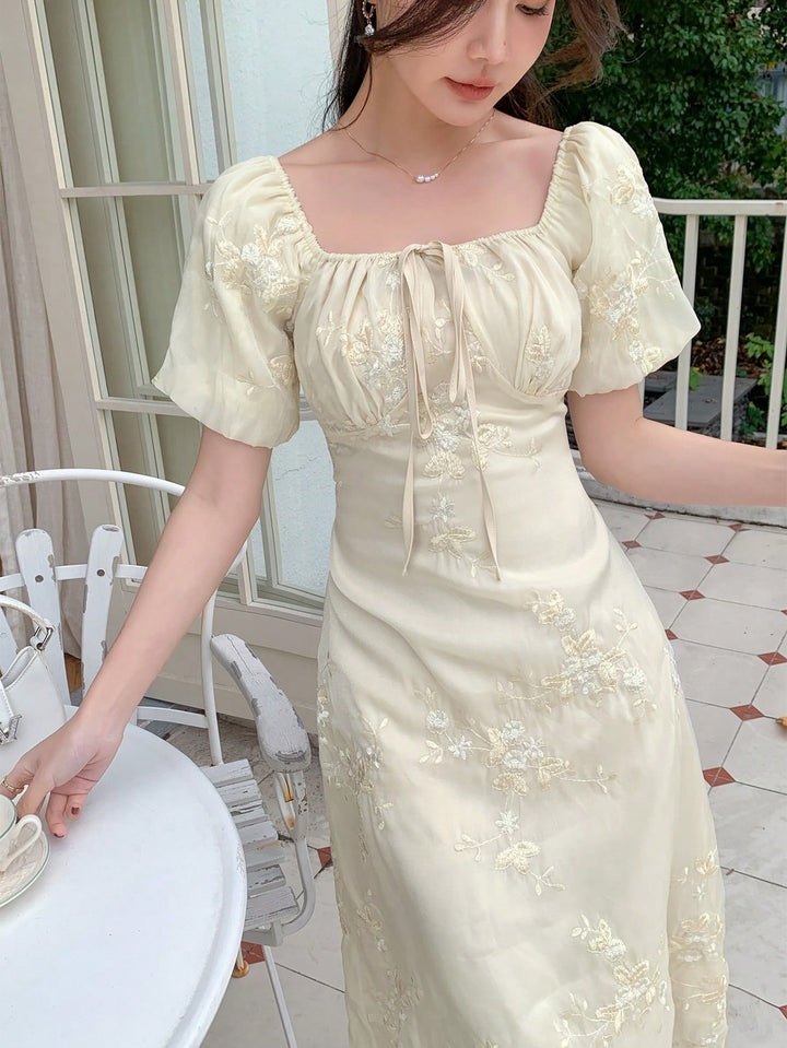 SHEIN cream midi dress