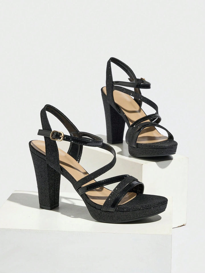 Sandale cu toc SHEIN, negru