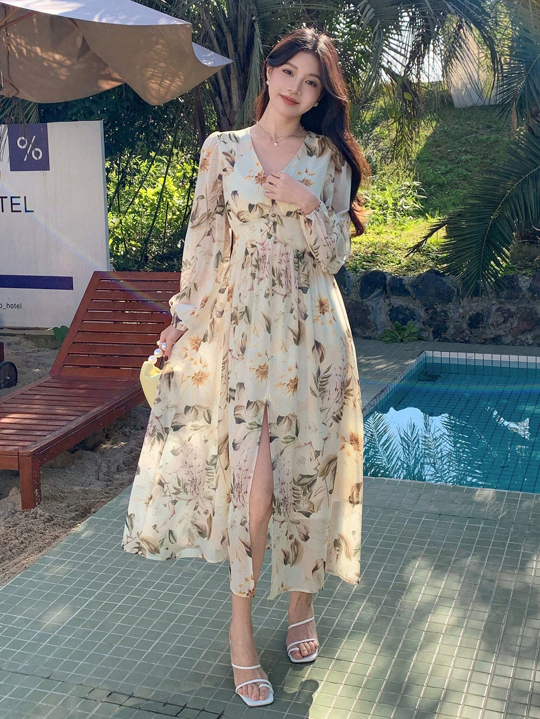 Rochie maxi SHEIN, bej