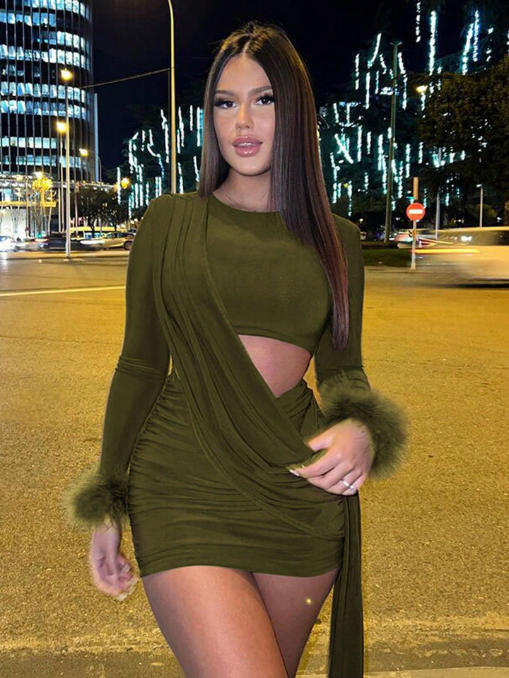 Rochie mini SHEIN, kaki