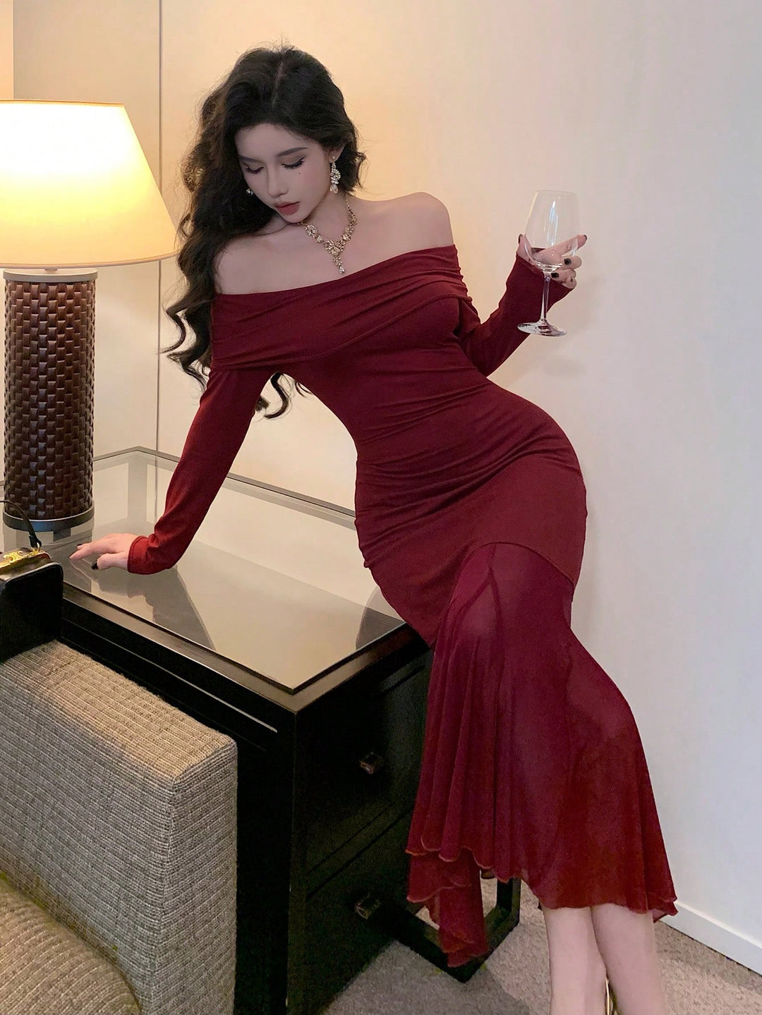 Rochie midi SHEIN, vișiniu