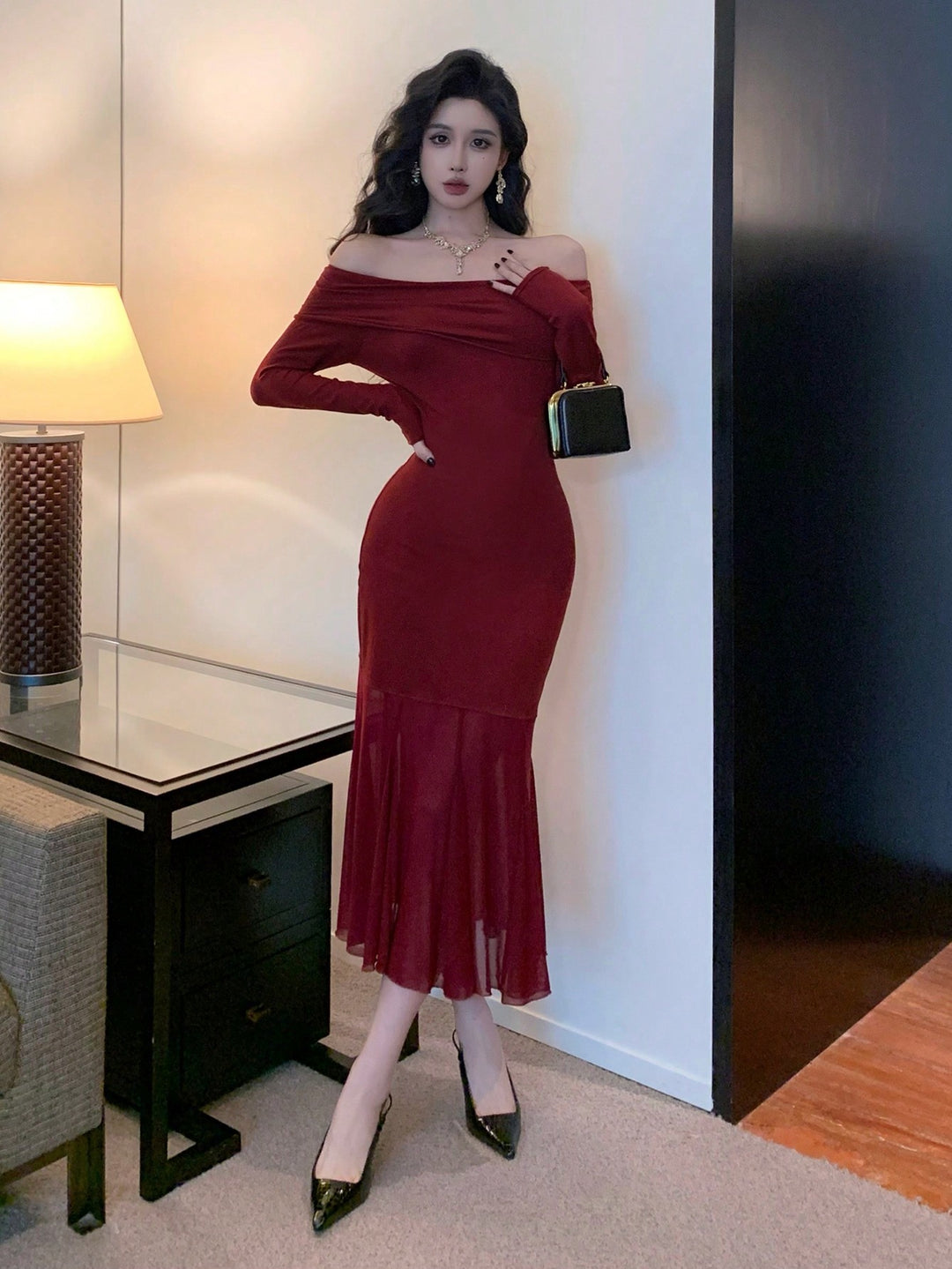 Rochie midi SHEIN, vișiniu