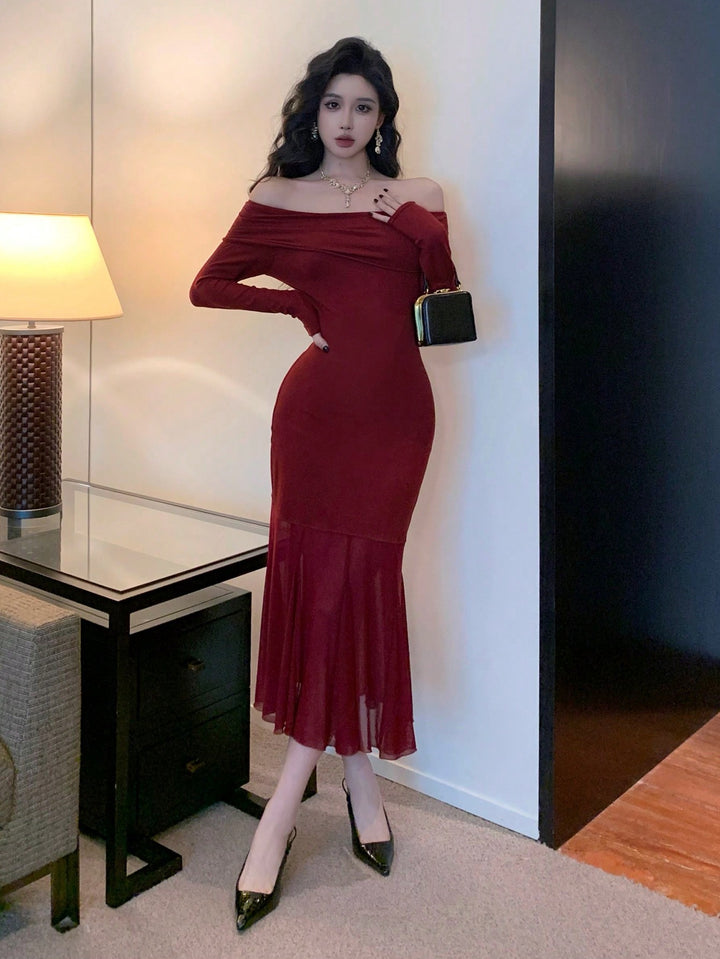 Rochie midi SHEIN, vișiniu