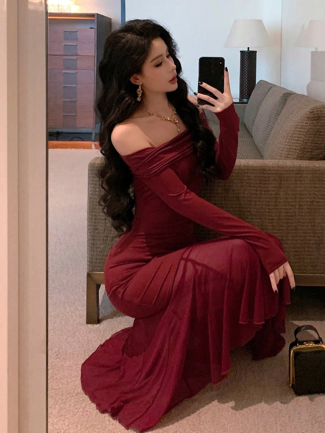 Rochie midi SHEIN, vișiniu