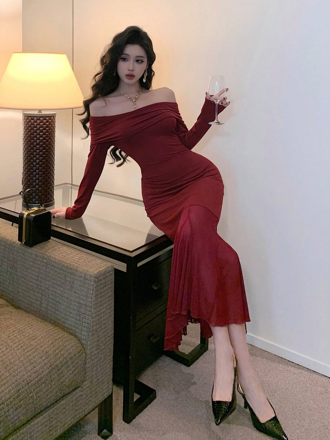 Rochie midi SHEIN, vișiniu