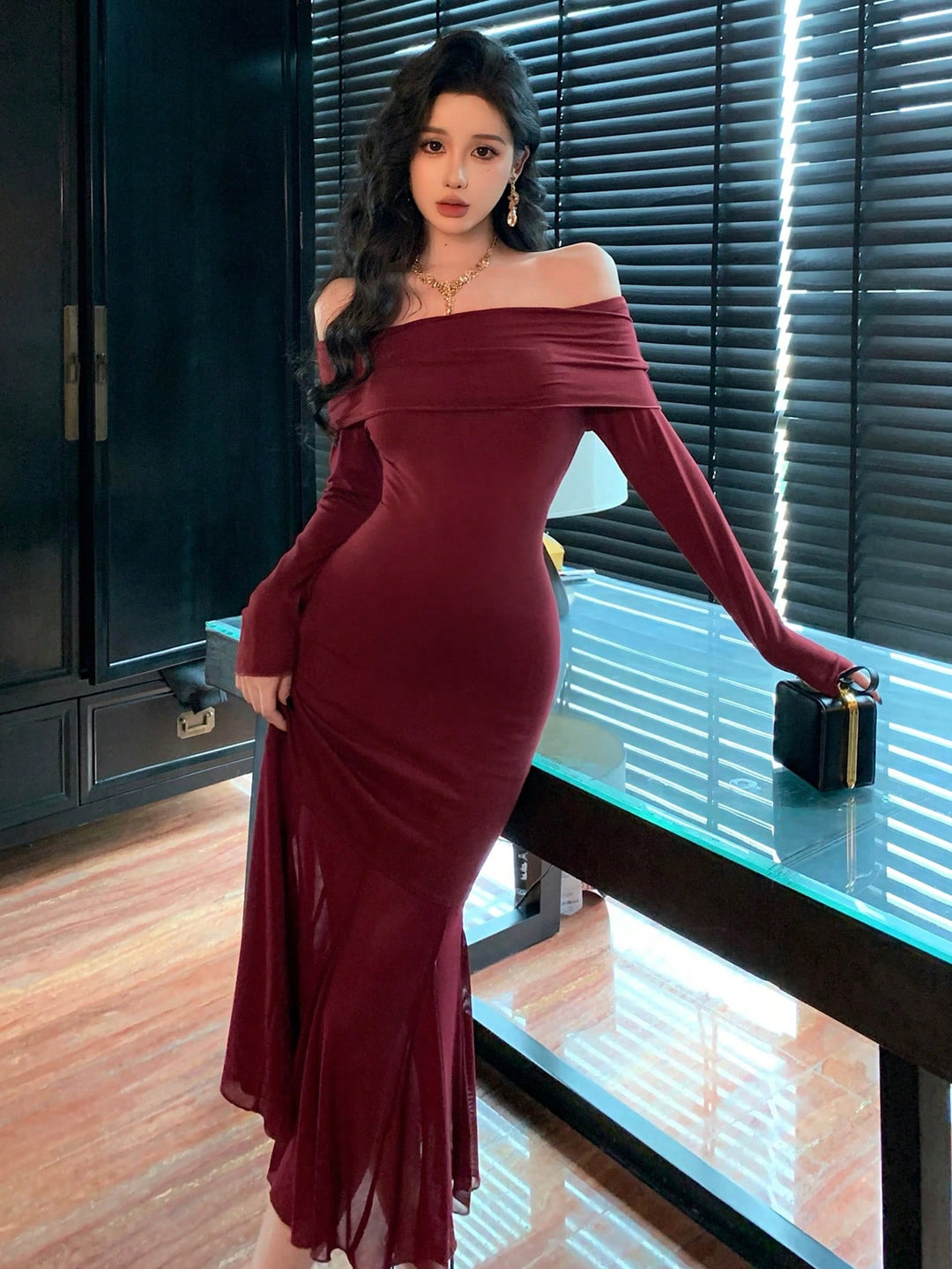 Rochie midi SHEIN, vișiniu