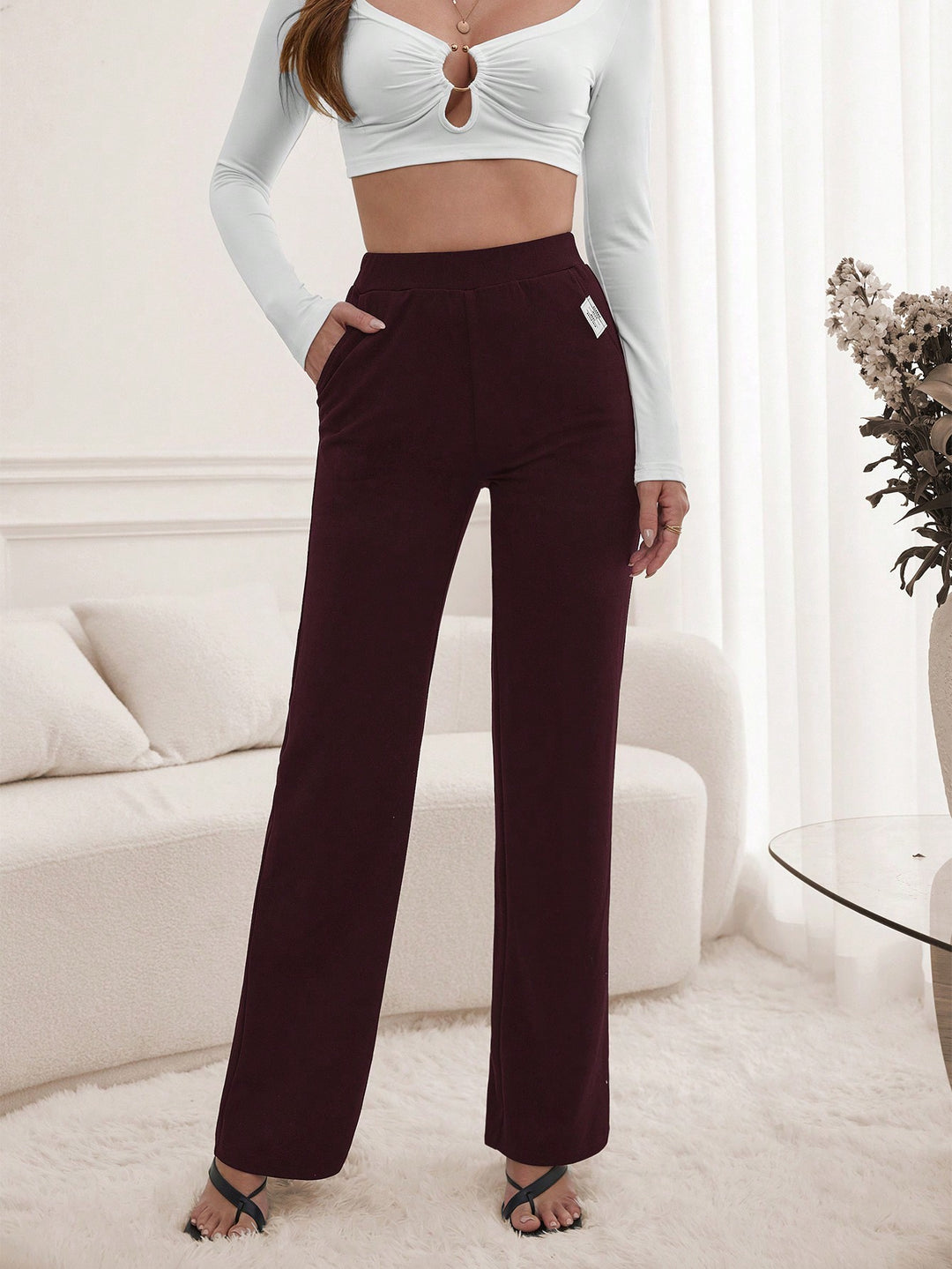 Pantaloni SHEIN, roșu